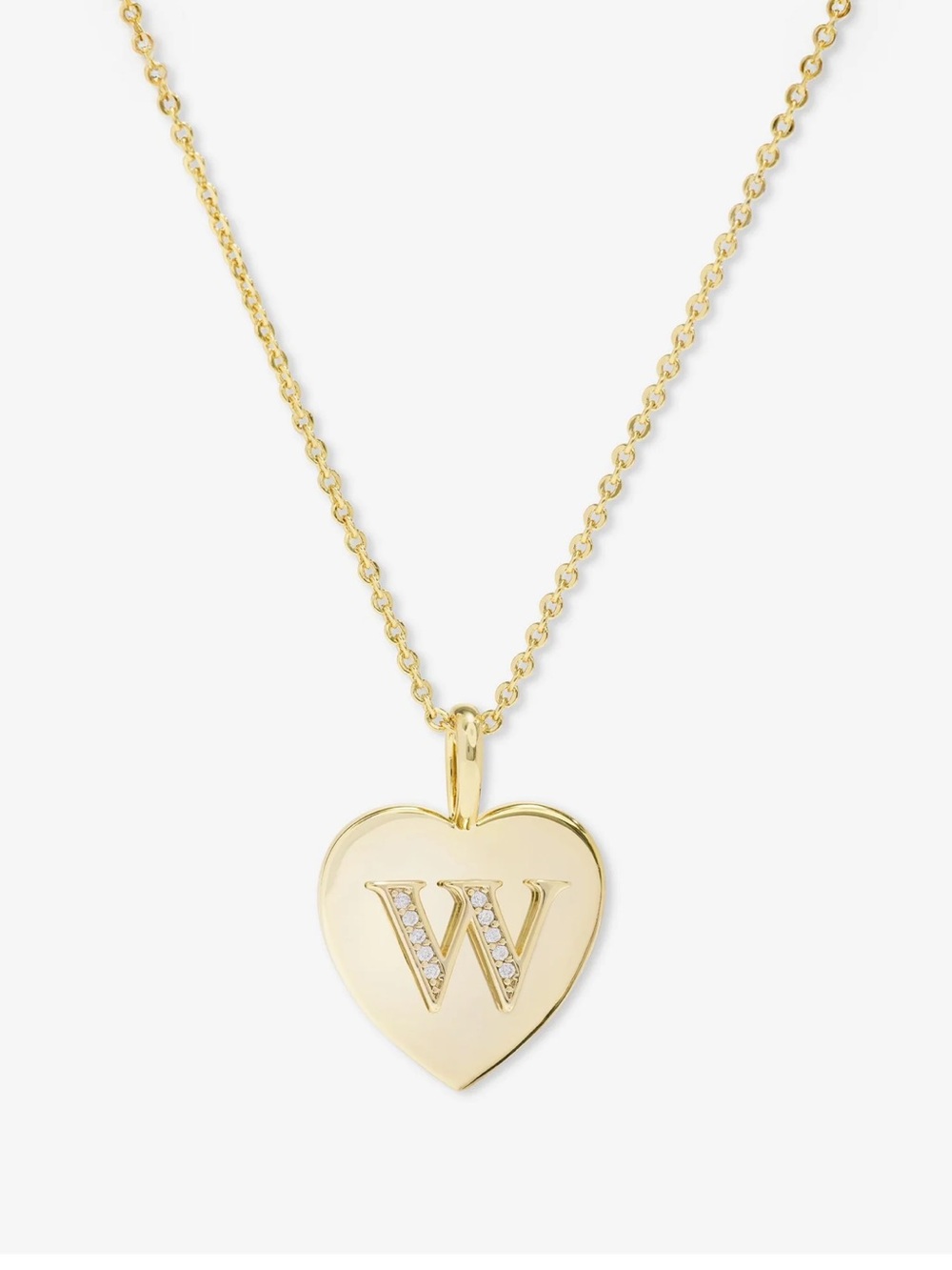 Melinda Maria Gold Heart Initial “W” Pendant Necklace